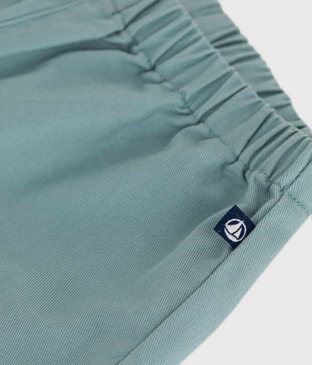 Babies' plain cotton and linen trousers green