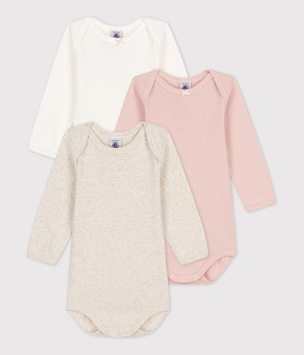Babies' Long-Sleeved Cotton Bodysuits - 3-Pack multicolor