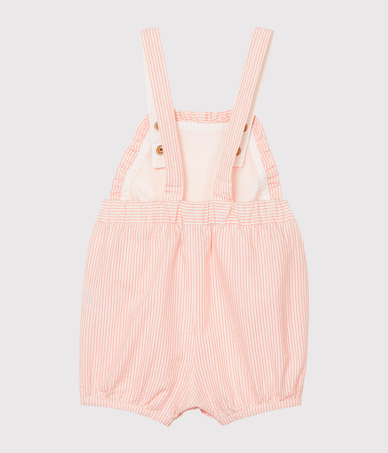 Baby Girls' Striped Short Dungarees ROSAKO pink/MARSHMALLOW white