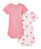 Set of 2 baby girls' short-sleeved bodysuits LOT white