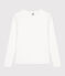 Women's iconic long-sleeved plain rib knit T-shirt ECUME white