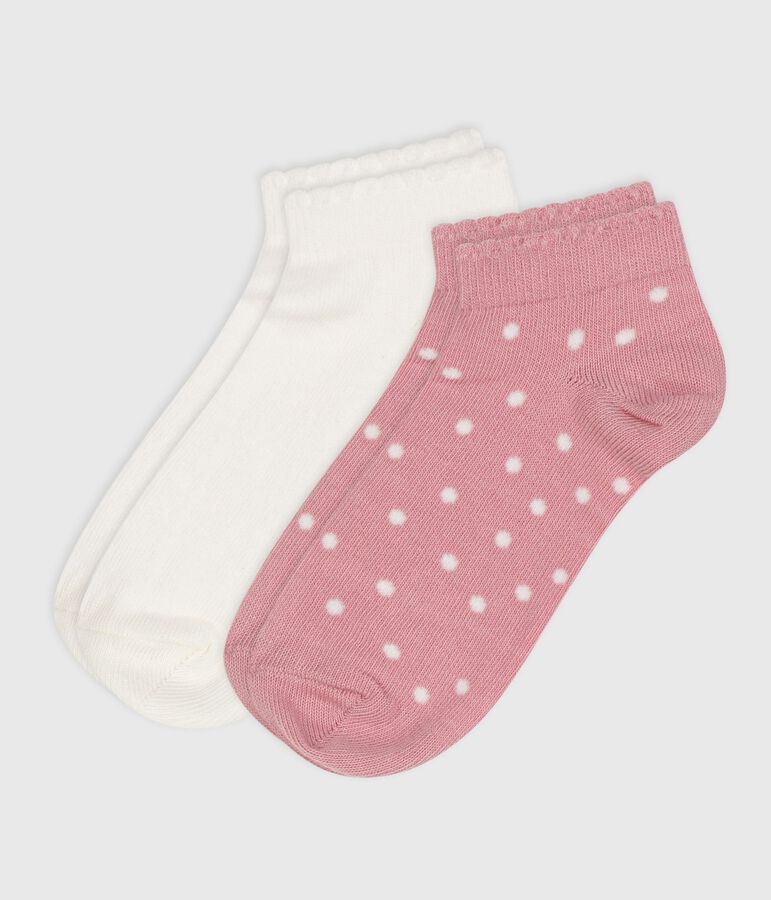 Pairs of girls' spotty cotton socks - 2-pack multicolor
