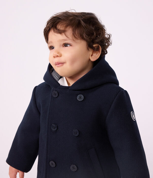 Babies' pea coat in plain woollen broadcloth SMOKING