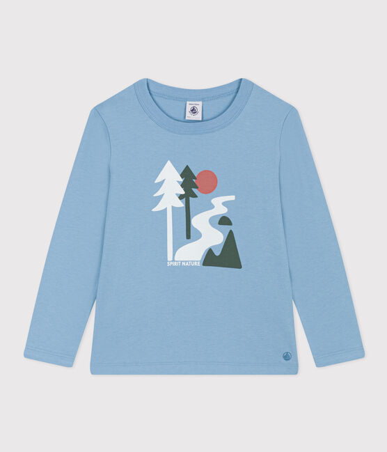 Children's unisex long-sleeved cotton T-shirt AZUL blue
