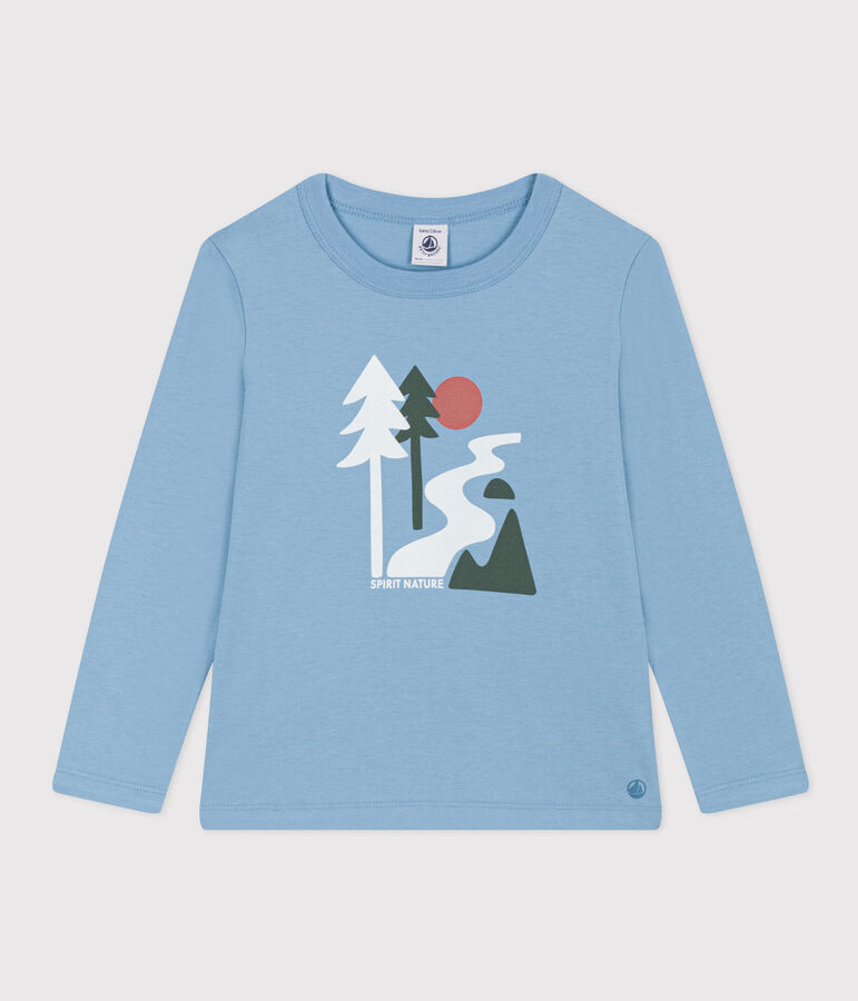 Children's unisex long-sleeved cotton T-shirt blue