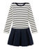 Girl's dual fabric dress COQUILLE beige/SMOKING blue