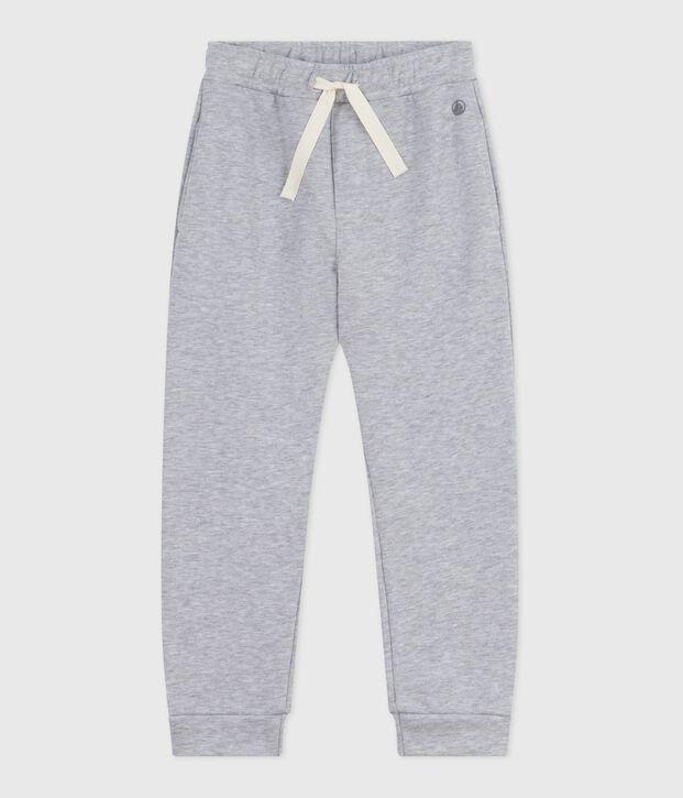 Children's plain cotton jogging bottoms grey