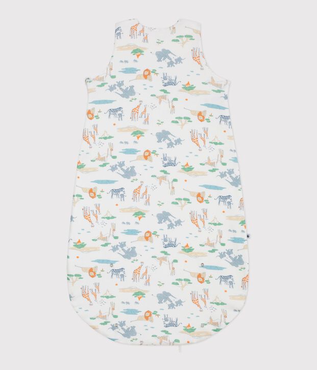 Babies' 0.5 TOG printed cotton sleeping bag white/multicolor