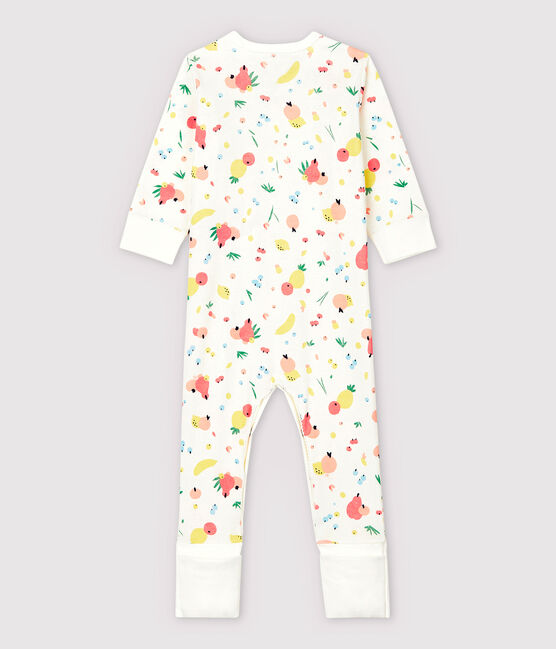 Baby Girls' Cotton Sleepsuit with Detachable Feet MARSHMALLOW white/MULTICO white