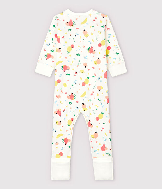 Baby Girls' Cotton Sleepsuit with Detachable Feet white/multicolor