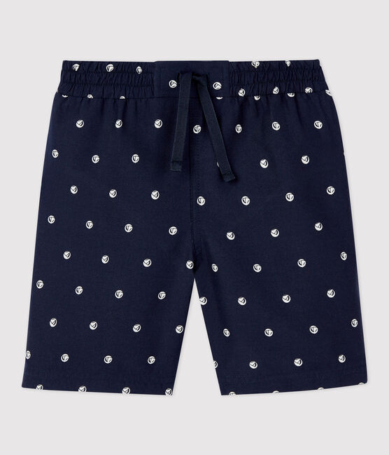 Boys' Recycled Printed Swimming Trunks SMOKING blue/MARSHMALLOW white