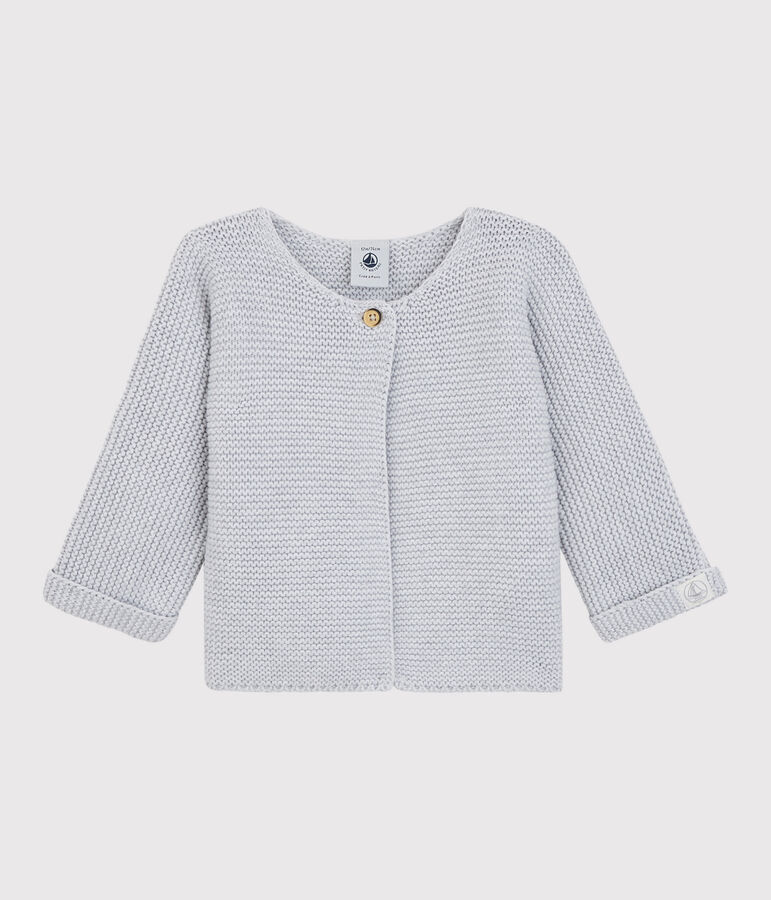 Babies' Organic Cotton Knitted Cardigan grey