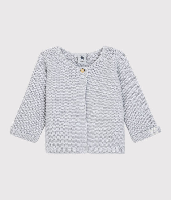Babies' Organic Cotton Knitted Cardigan POUSSIERE CHINE grey