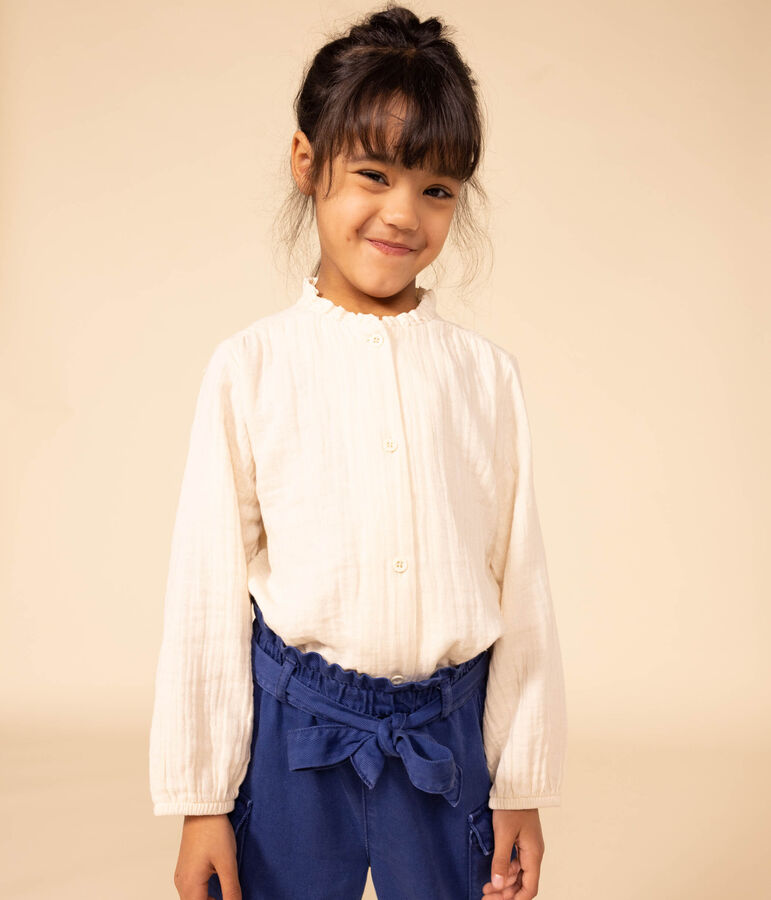 Girls' cotton gauze blouse Ecru