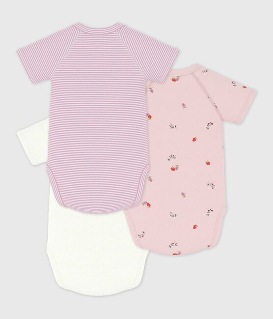 Pack of babies' short-sleeved printed cotton wrapover bodies variante 1