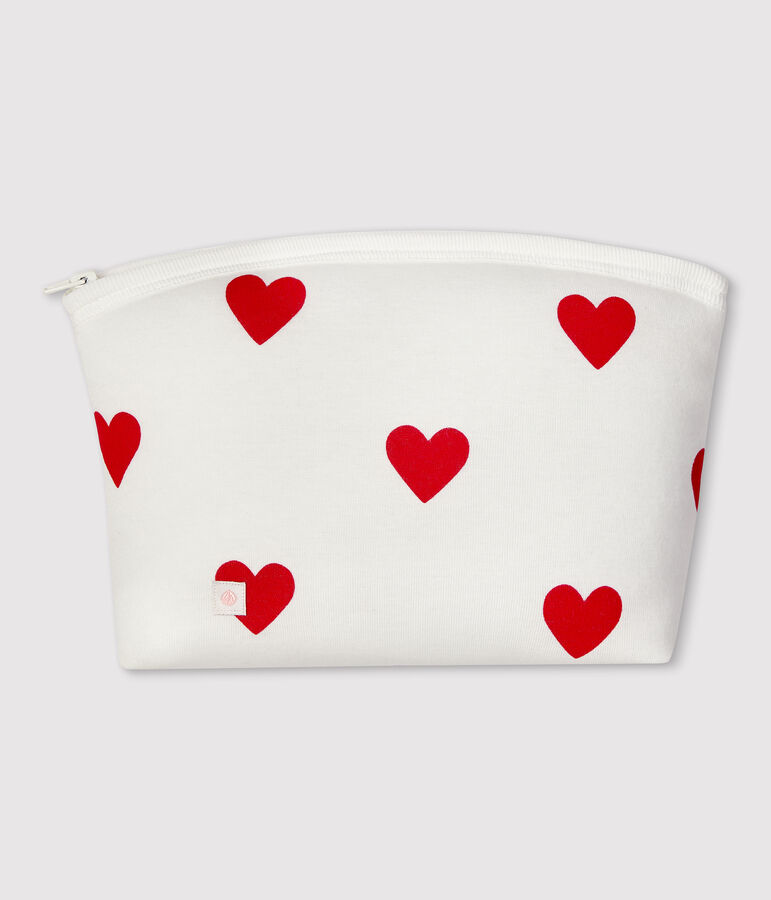 Babies' Red Heart Pattern Cotton Case MARSHMALLOW white/TERKUIT red