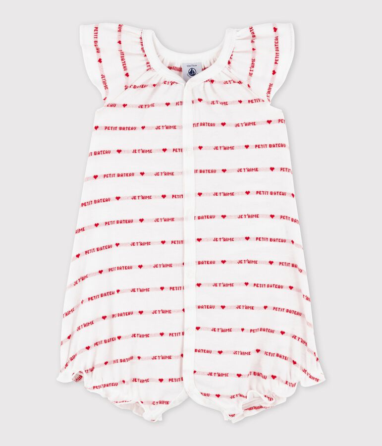 Ribbed Shortie with Petit Bateau je t'aime Slogan white/red