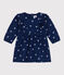 Babies' long sleeved floral print cotton dress MEDIEVAL blue/MULTICO white