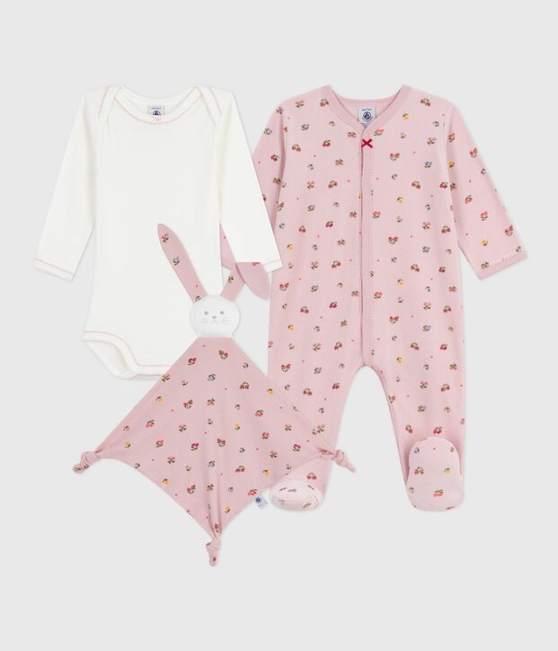 Babies' floral-print velour gift set multicolor