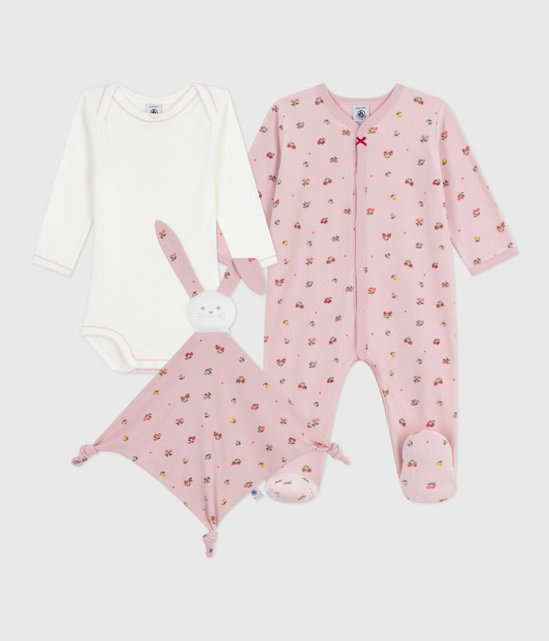 Babies' floral-print velour gift set multicolor