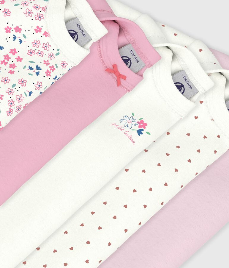 Pack of babies' long-sleeved floral-print cotton bodies multicolor