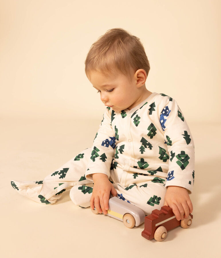 Babies' Tree Patterned Fleece Pyjamas Ecru/multicolor