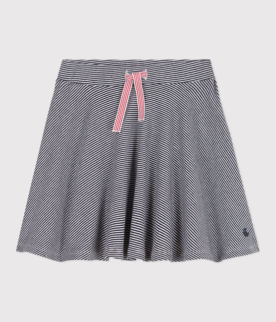Children's stripy cotton skirt SMOKING blue/MARSHMALLOW white