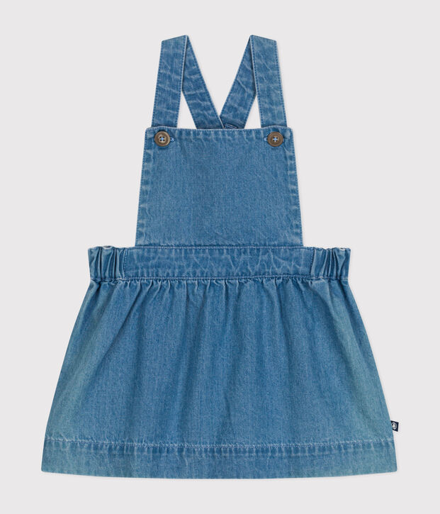 Babies' Sleeveless Light Denim Dress blue