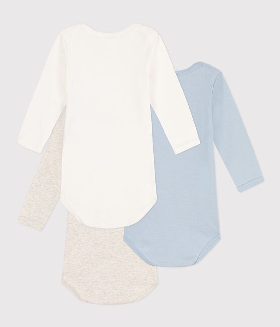 Babies' Plain Long-Sleeved Cotton Bodysuits - 3-Pack variante 1