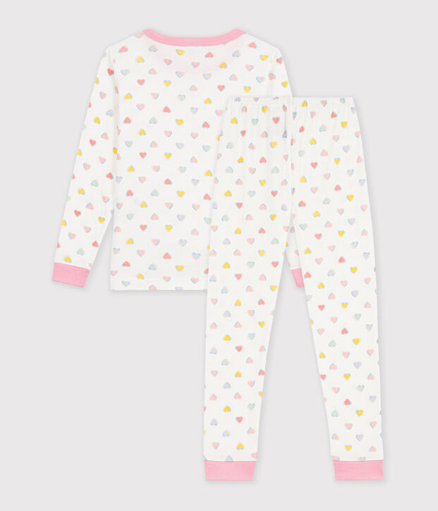 Children's snug-fitting printed cotton pyjamas white/multicolor