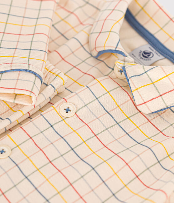 Children's check print cotton pyjamas AVALANCHE white/MULTICO