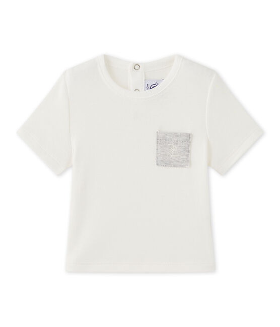 Baby boy's plain T-shirt MARSHMALLOW white