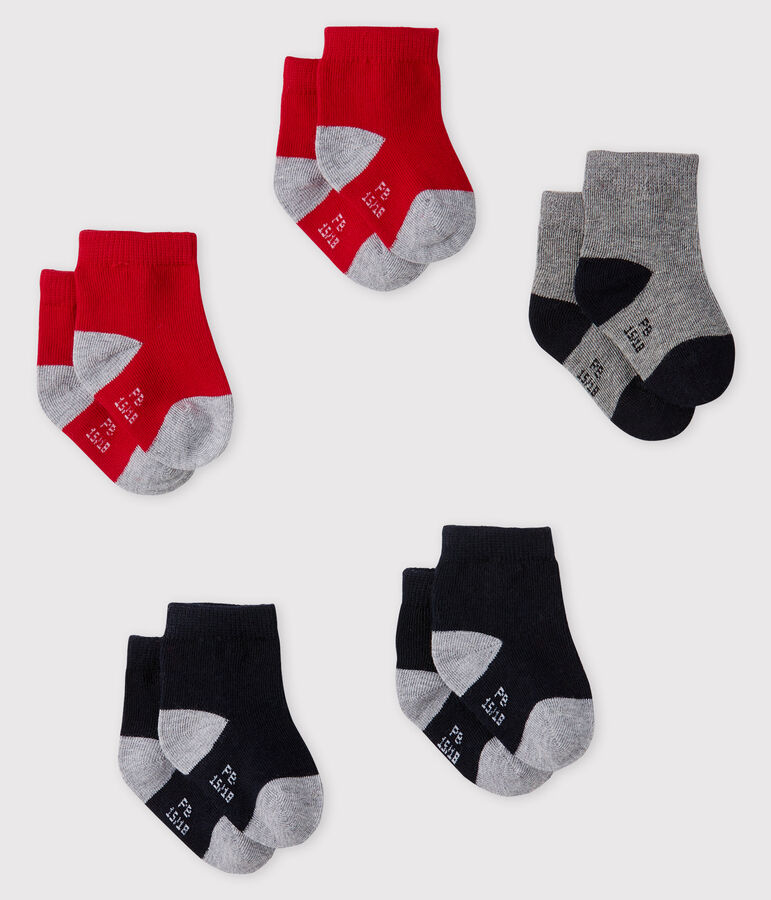 Baby Boys' Basic Socks - 5-Piece Set blue/red