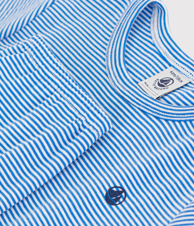 Children's Stripy Cotton Pyjamas blue/white