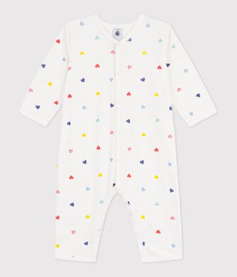 Babies' heart print footless cotton pyjama suit