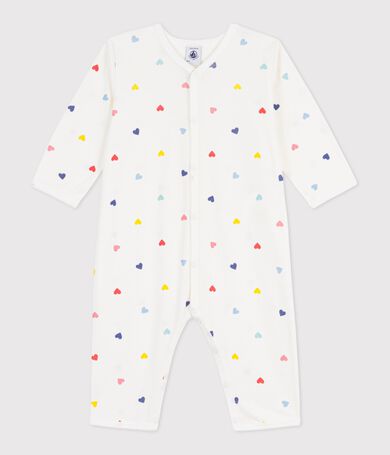 Babies' heart print footless cotton pyjama suit