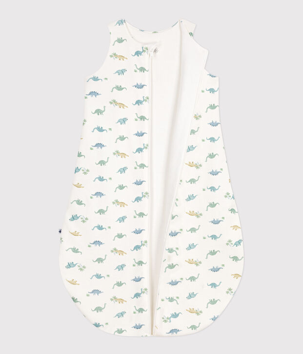 Babies' 2 TOG dinosaur patterned cotton sleeping bag white/multicolor