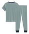 Boys' Short-sleeved Pyjamas PINEDE green/MARSHMALLOW white