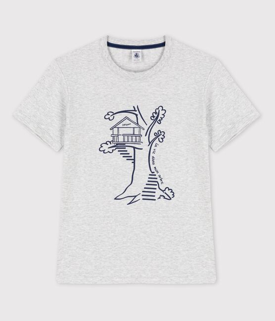 Boys' Short-Sleeved Cotton T-Shirt POUSSIERE CHINE grey