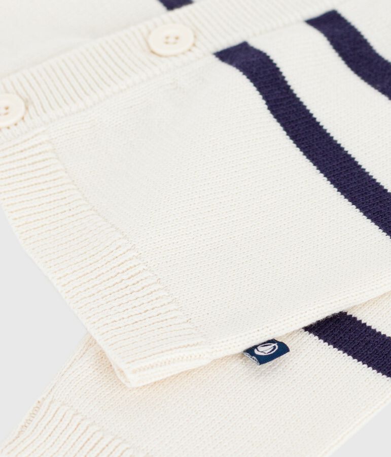 Babies' stripy cotton cardigan blue/blue