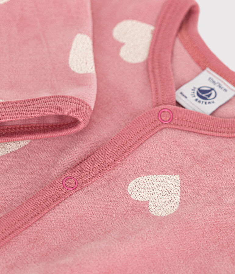 Babies' heart pattern velour pyjamas pink/white