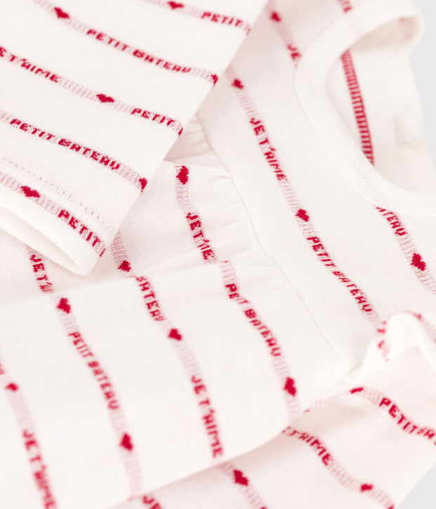 Babies' Cotton Patterned Knit Dress With Leggings white/red