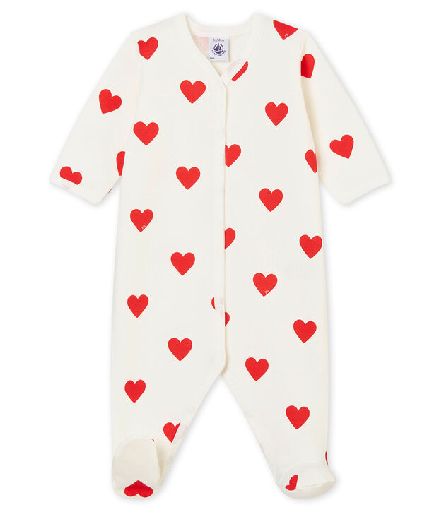 Baby Girls' Fleece Sleepsuit white/red
