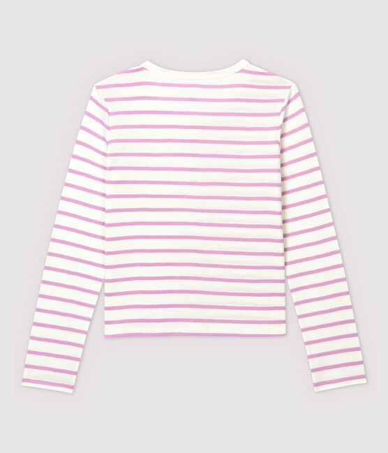 Women's Striped Linen and Cotton Blend Cardigan MARSHMALLOW white/BOHEME pink