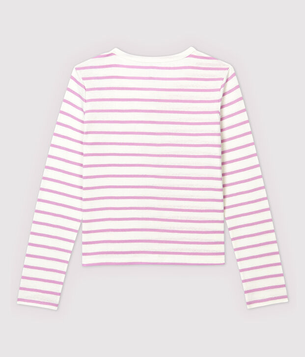 Women's Striped Linen and Cotton Blend Cardigan white/pink