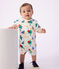 Babies' short printed cotton playsuit Ecru/multicolor
