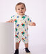 Babies' short printed cotton playsuit