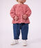 Babies' trousers in plain denim with heart embroidery blue