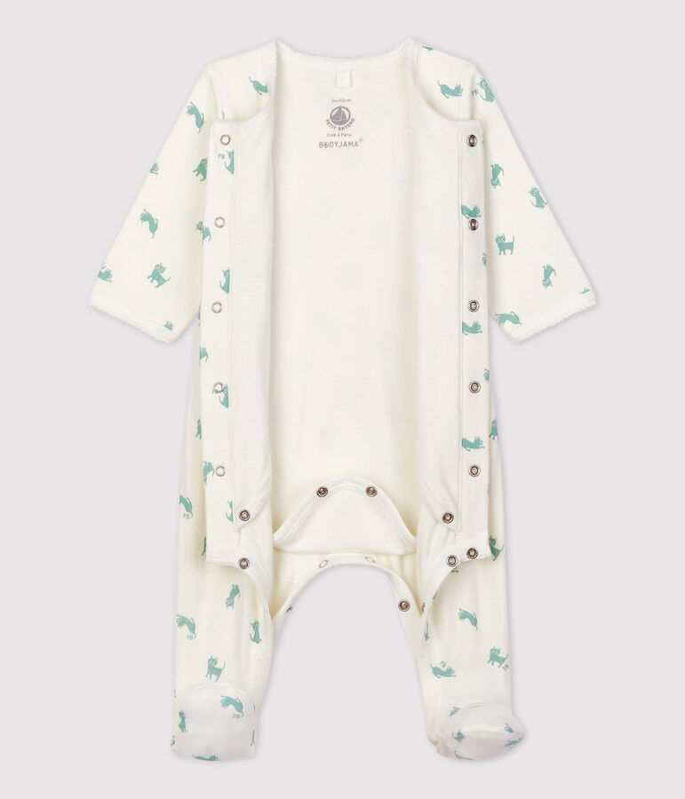 Babies' Organic Cotton Bodyjama MARSHMALLOW white/HERBIER