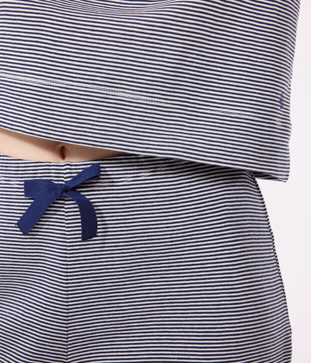 Women's Pinstriped Cotton Pyjamas blue/white